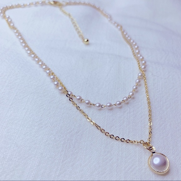 ❣️$25/3❣️ Faux Pearls Double Chain Pendant Necklace - Picture 5 of 9